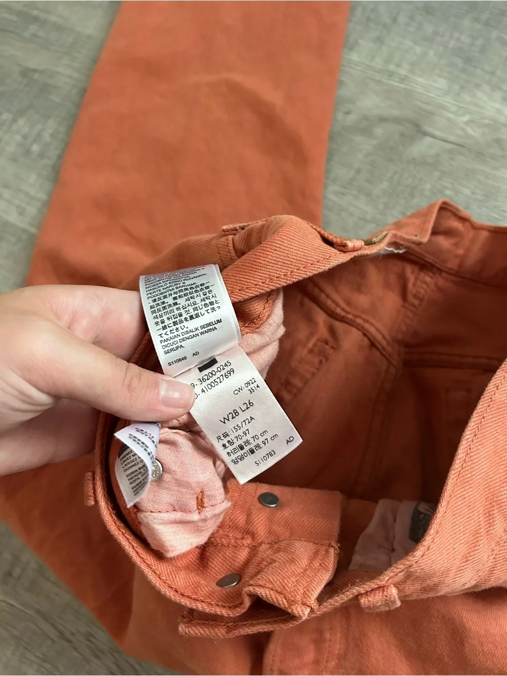Levi’s Premium 501 Original Crop Jeans 28x26 Terracotta Burnt Orange Button Fly